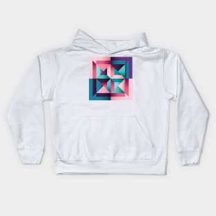 Abstract, combined Geometric shapes in salmon pink and blue Kids Hoodie